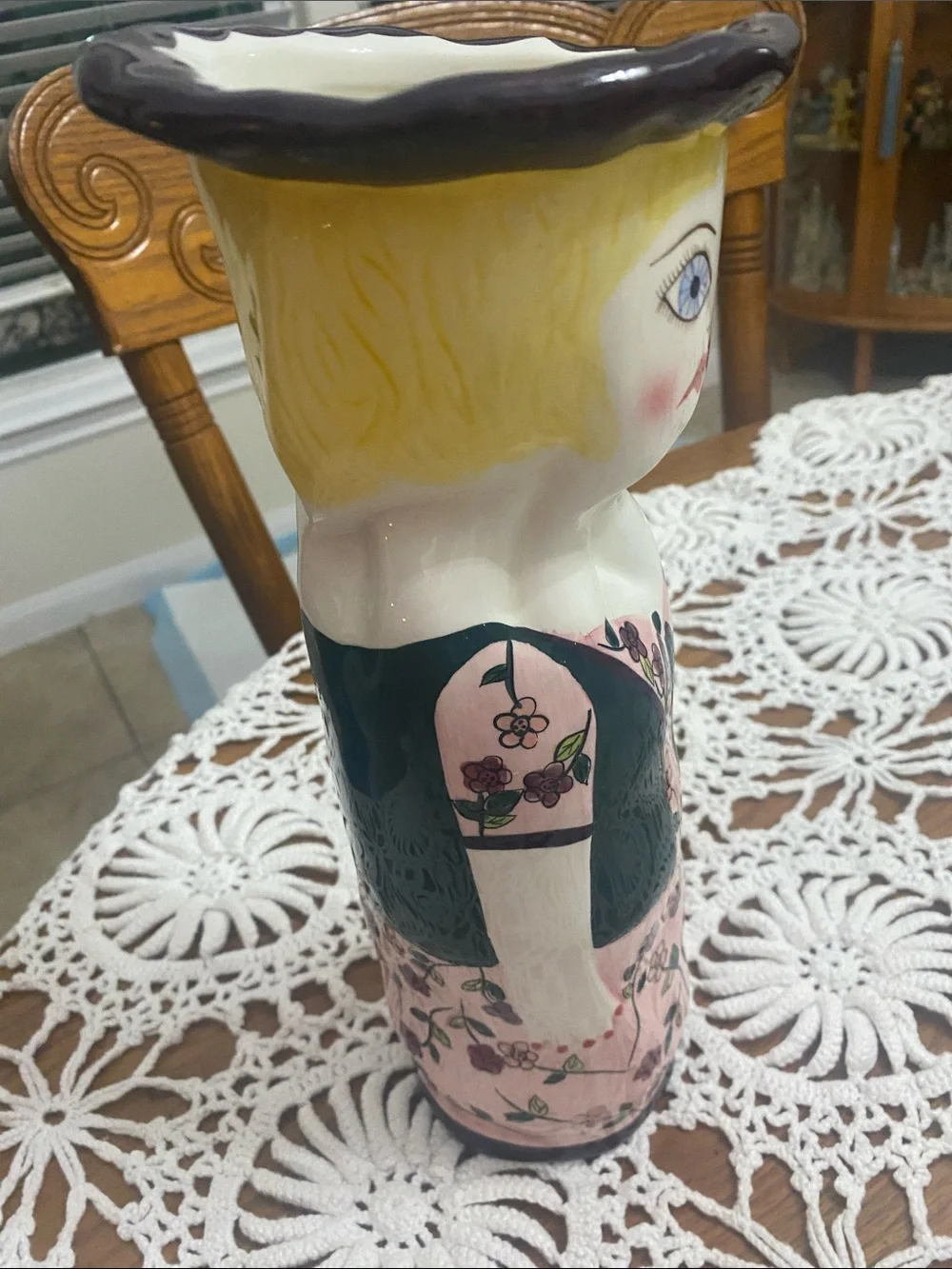 Vintage Susan Paley Hand-Painted  Ceramic Lady Vase “Hillary”